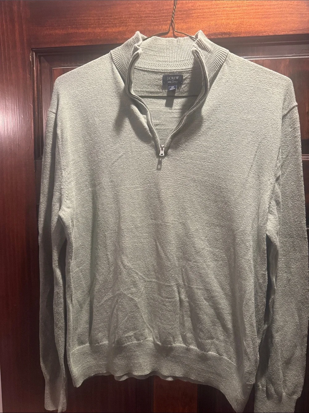 J. Crew Men's Zip-Front Sweater in Sage Green
